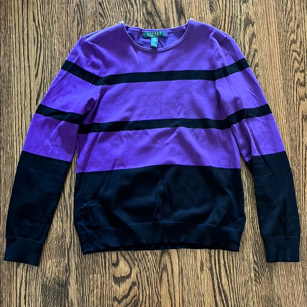 Lauren Ralph Lauren Women's Crewneck Sweater in Purple and Black